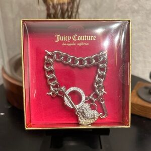Juicy Couture Silver Charm Bracelet with Crown and Heart